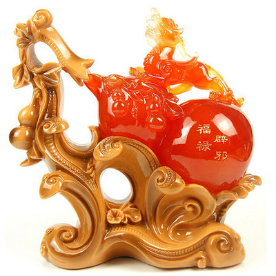 普潤 大號招財辟邪玉貔貅樹脂工藝品 家居辦公擺件 商務送禮品 紅葫蘆